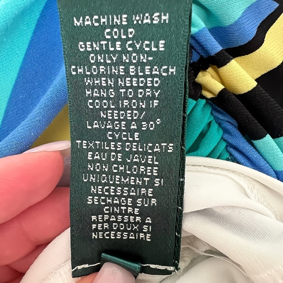 Lauren Ralph Lauren Faux Wrap Dress Size 2 Geometric Print V-Neck Sleeveless. - Picture 5 of 9